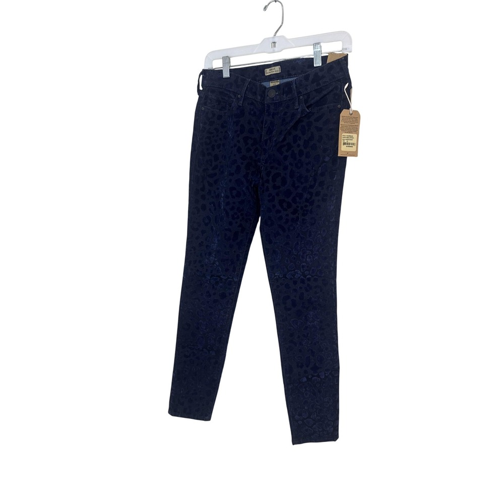 True Religion Halle Jeans Womens 27 Blue Dark Wash Mid Rise Super Skinny Leopard